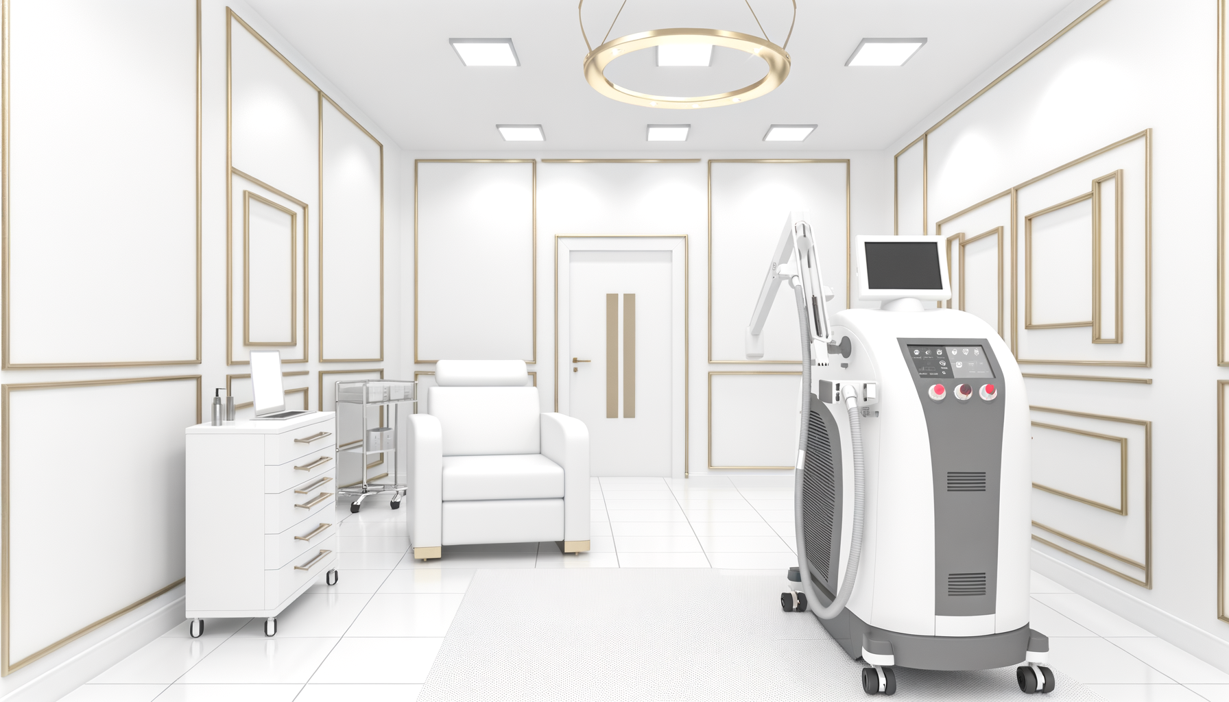 Modern aesthetic laser equipment in clean medical setting