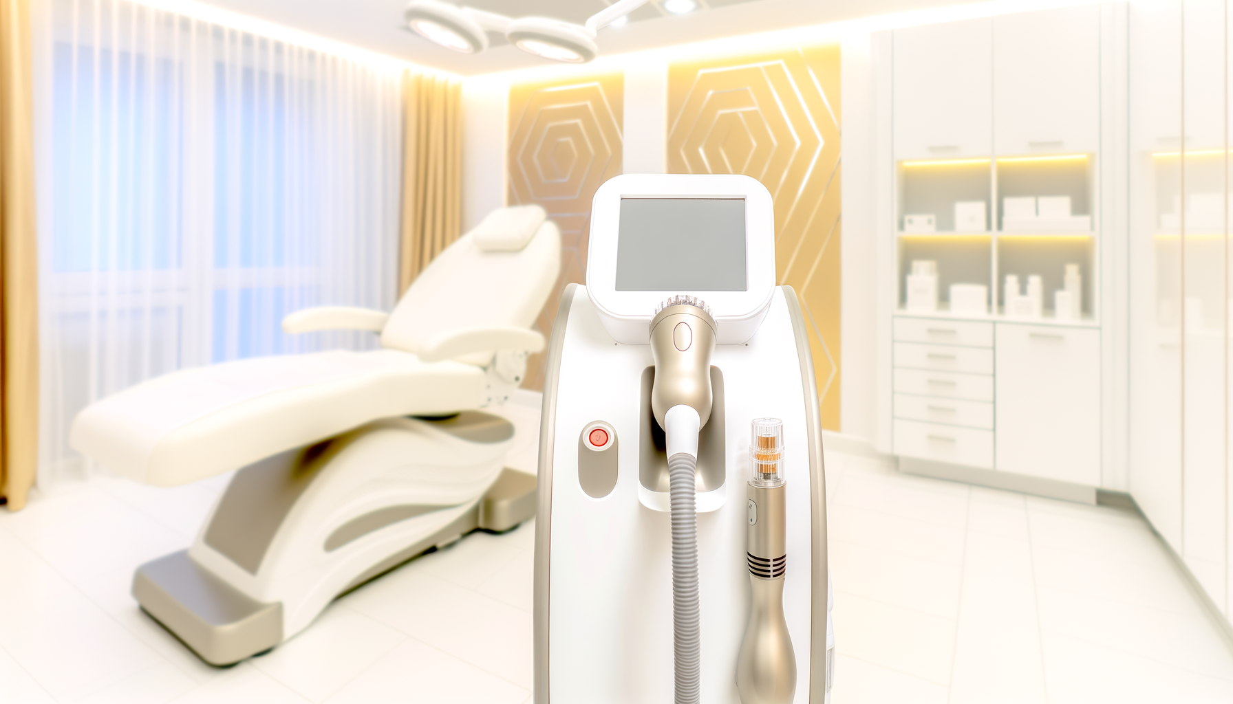 Professional RF microneedling device in modern medical spa